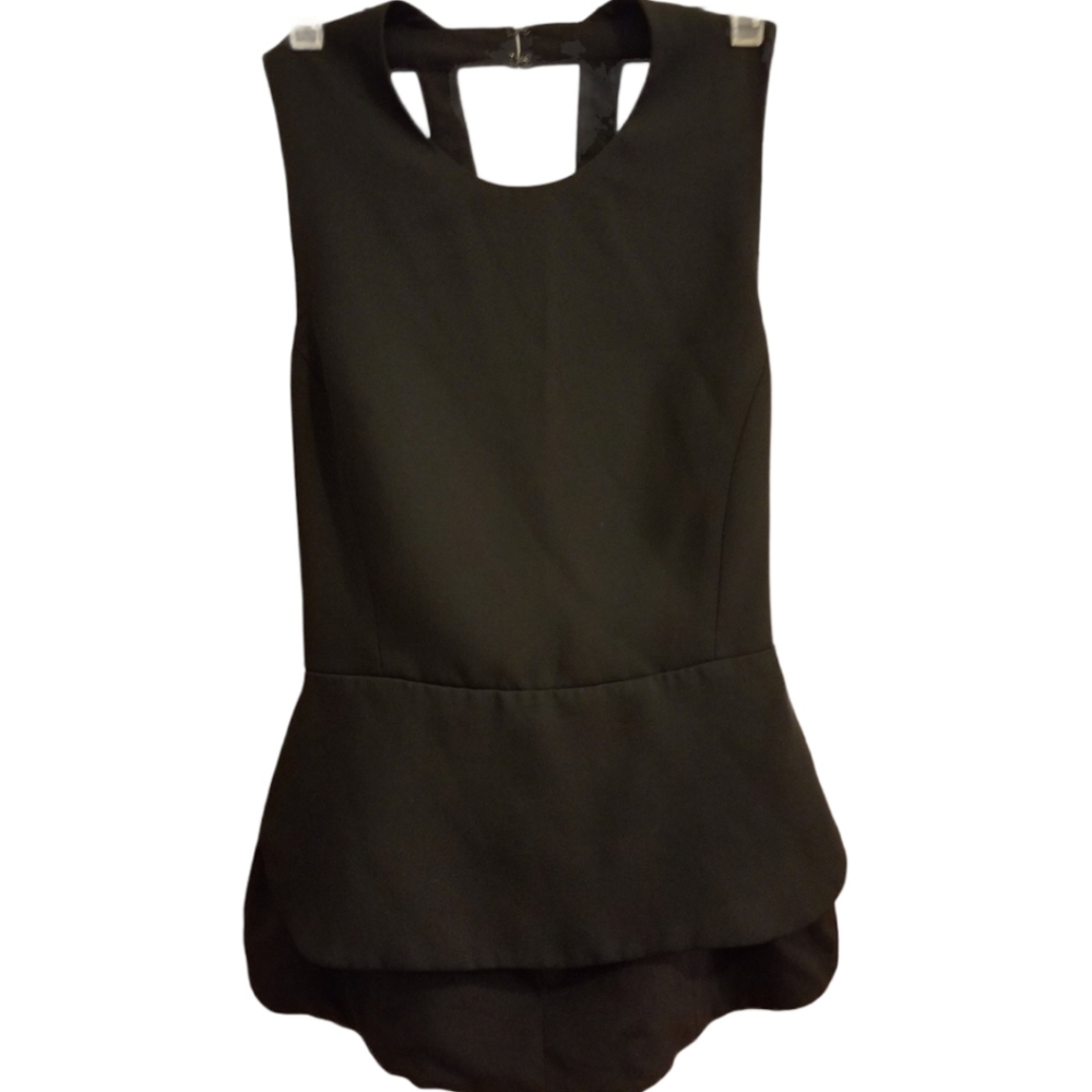 BCBGMAXAZRIA Backless Peplum Top Black Size XXS